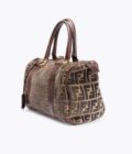 FENDI Velvet Zucca Bowling Handbag