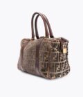 FENDI Velvet Zucca Bowling Handbag