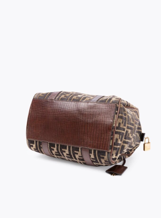 FENDI Velvet Zucca Bowling Handbag